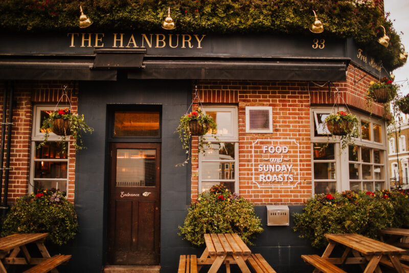 Exterior view of The Hanbury Pub, a vibrant hotspot in Islington, North London